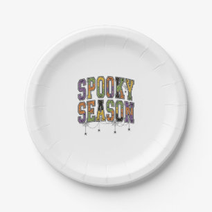 Griezelig Seizoen Vintage Halloween Typografie Ont Papieren Bordje