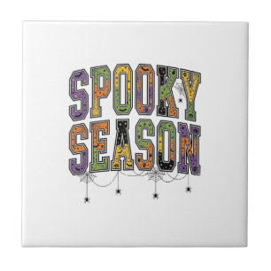 Griezelig Seizoen Vintage Halloween Typografie Ont Tegeltje