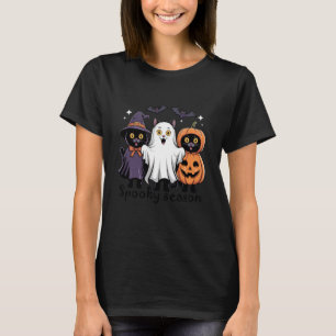 Griezelig Seizoen Zwarte Katten Geest Heks Hallowe T-shirt