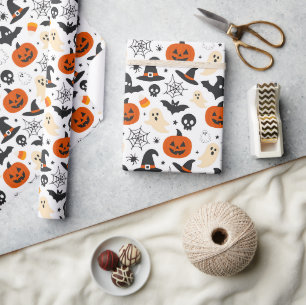 Griezelig Seizoensgebonden Halloween Patroon Cadeaupapier
