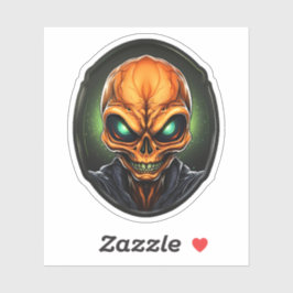 Griezelig Sinaasappel Alien Gezicht Cartoon Alien  Sticker