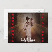 Griezelig skelet bruid & bruidegom de datum opslaa aankondigingskaart (Voorkant / Achterkant)