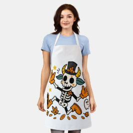 Griezelig Skelet Geit All-Over Print Schort, Mediu Schort