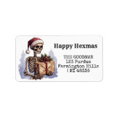 Griezelig Skelet Gotische Kerst Etiket (Voorkant)