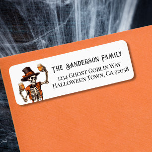 Griezelig Skelet Halloween Feest Adres Etiket