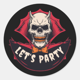 Griezelig Skelet Halloween Feest Ronde Sticker