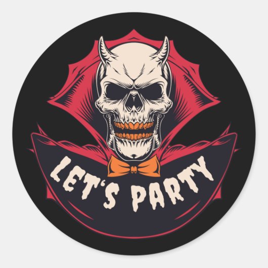 Griezelig Skelet Halloween Feest Ronde Sticker (Voorkant)