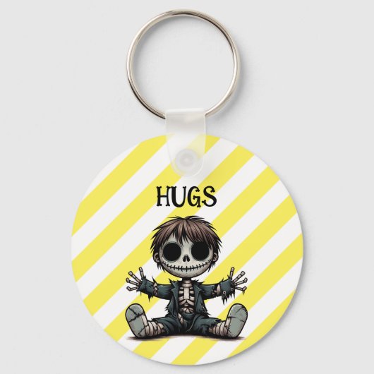 griezelig skelet jongen geven knuffels cartoon got sleutelhanger (Voorkant)