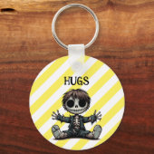 griezelig skelet jongen geven knuffels cartoon got sleutelhanger (Achterkant)