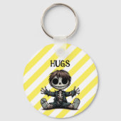 griezelig skelet jongen geven knuffels cartoon got sleutelhanger (Achterkant)