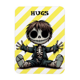 griezelig skelet jongen geven knuffels cartoon kun magneet