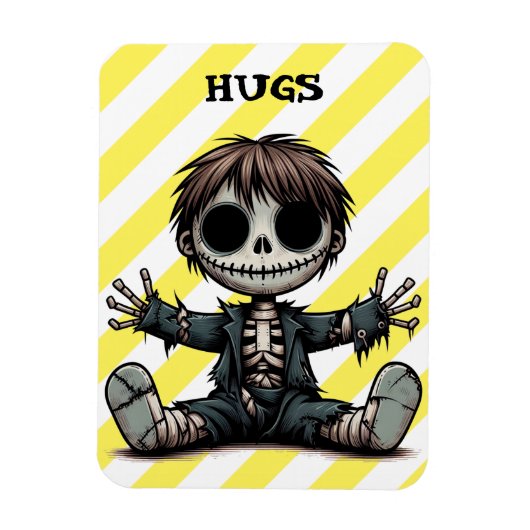 griezelig skelet jongen geven knuffels cartoon kun magneet (Verticaal)