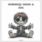 griezelig skelet jongen geven knuffels cartoon kun sticker (Vel)