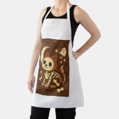 Griezelig Skelet Kat All-Over Print Schort, Medium Schort (Insitu)