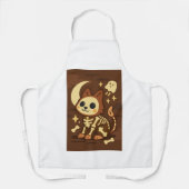 Griezelig Skelet Kat All-Over Print Schort, Medium Schort (Voorkant)
