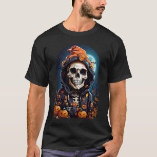 Griezelig skelet met boze pompoenen t-shirt