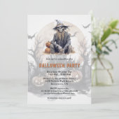 Griezelig Skelet Pompoenen Volle Maan Halloween Fe Kaart (Staand voorkant)