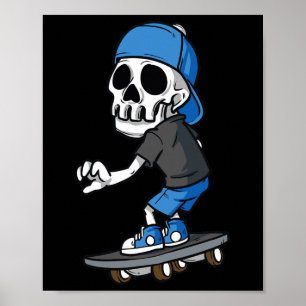 Griezelig Skelet Skateboarden Schaatsen Schaatsste Poster