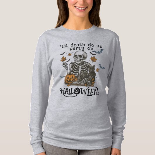 Griezelig Skelet -Tot de Dood Ons Scheidt T-shirt (Voorkant)