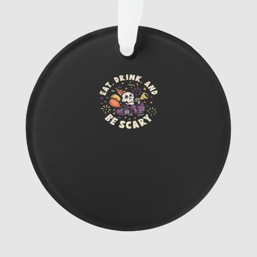 Griezelig skelet viert Halloween Eet Drink Ornament (voorkant)