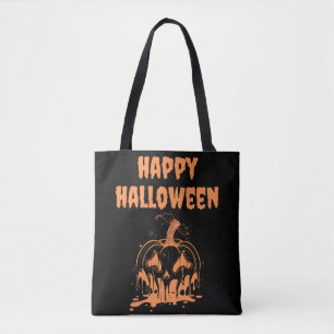 Griezelig Smeltend Sinaasappel Pompoen Happy Hallo Tote Bag