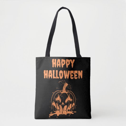 Griezelig Smeltend Sinaasappel Pompoen Happy Hallo Tote Bag (Voorkant)