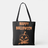 Griezelig Smeltend Sinaasappel Pompoen Happy Hallo Tote Bag (Achterkant)
