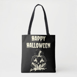 Griezelig Smeltende Pompoen Happy Hallowen Tote Bag