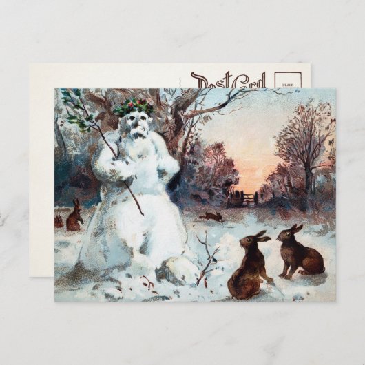  griezelig sneeuwman kerst Briefkaart (Voorkant / Achterkant)