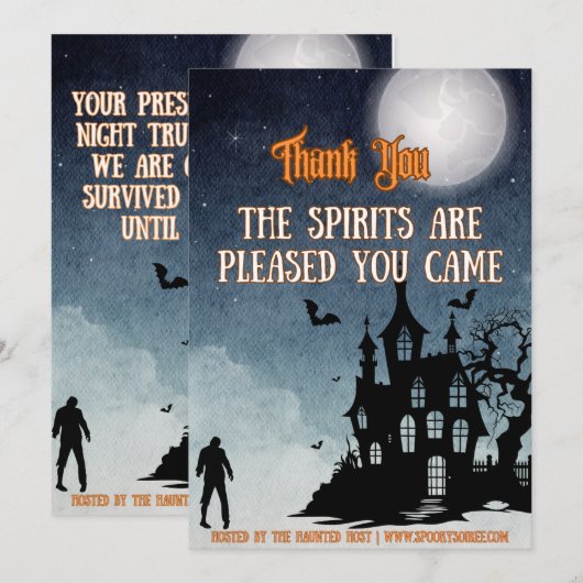 Griezelig Soirée Halloween Bedankkaart (Voorkant / Achterkant)