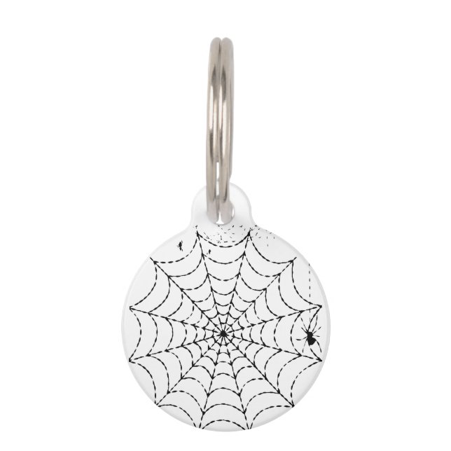 Griezelig Spinnenweb Halloween Huisdierpenning (Voorkant)