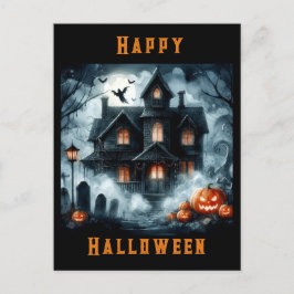 Griezelig Spokenhuis Halloween AI Ansichtkaart Briefkaart