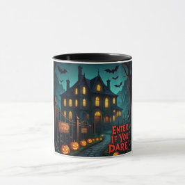 Griezelig Spokenhuis & Vleermuizen Halloween Mok