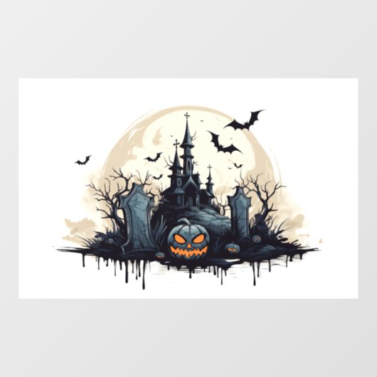 griezelig spookachtig halloween scène raamsticker (Vel)