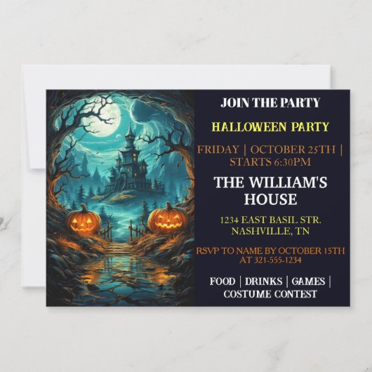 griezelig spookhuis halloween party uitnodigingen (Voorkant)