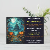 griezelig spookhuis halloween party uitnodigingen (Staand voorkant)