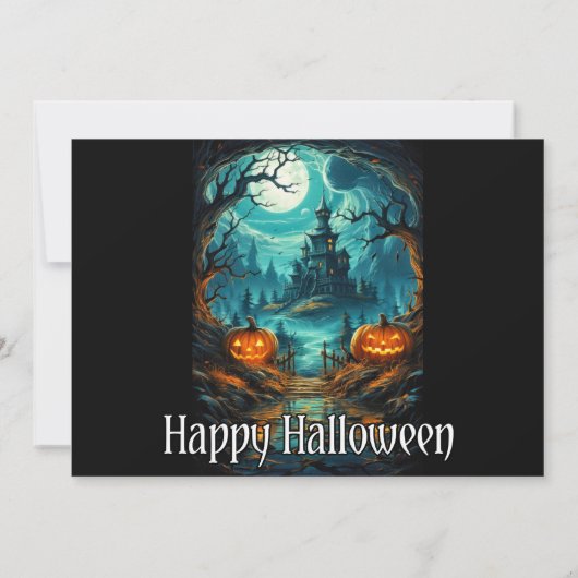 griezelig spookhuis halloween party uitnodigingen (Achterkant)