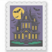 Griezelig spookhuis Halloween-postzegel Sticker (Voorkant)
