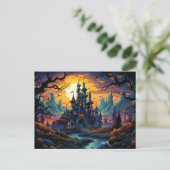 griezelig spookhuis | Happy Halloween Briefkaart (Staand voorkant)