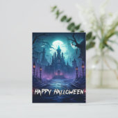 griezelig spookhuis | Happy Halloween Briefkaart (Staand voorkant)