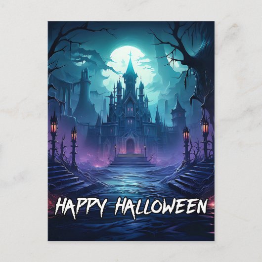 griezelig spookhuis | Happy Halloween Briefkaart (Voorkant)