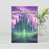 griezelig spookhuis | Happy Halloween Feestdagenkaart (Staand voorkant)