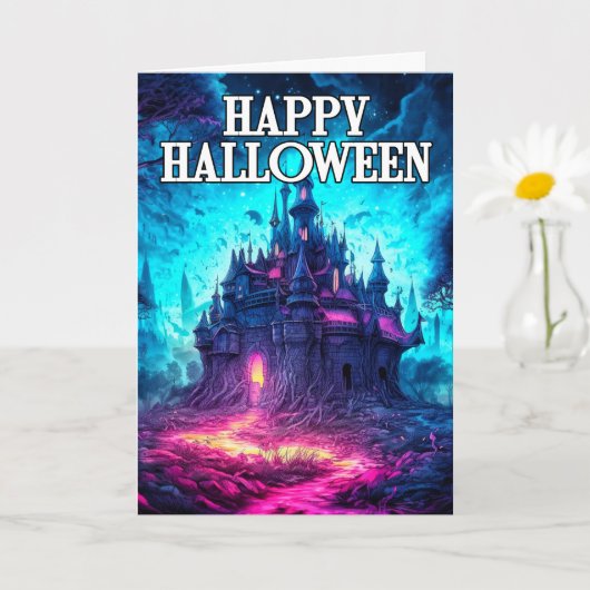 griezelig spookhuis | Happy Halloween Kaart (Kleine Plant)