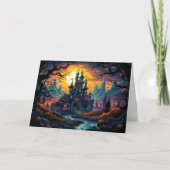 griezelig spookhuis | Happy Halloween Kaart (Voorkant)