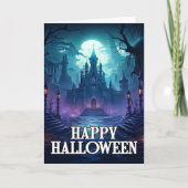 griezelig spookhuis | Happy Halloween Kaart (Voorkant)