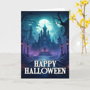 griezelig spookhuis   Happy Halloween Kaart