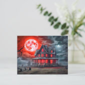 griezelig spookhuis in het maanlicht briefkaart (Staand voorkant)