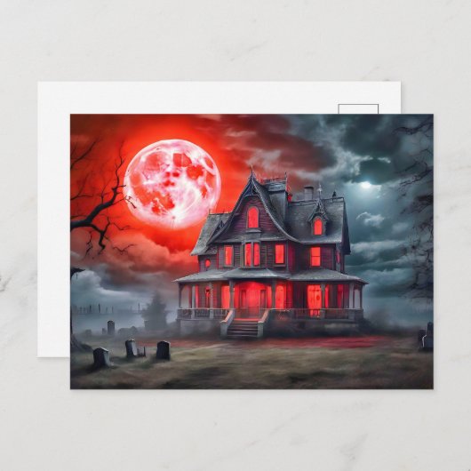 griezelig spookhuis in het maanlicht briefkaart (Voorkant / Achterkant)
