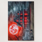 griezelig spookhuis in het maanlicht legpuzzel (Verticaal)