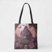 griezelig spookhuis schedel vlinders halloween tote bag (Voorkant)